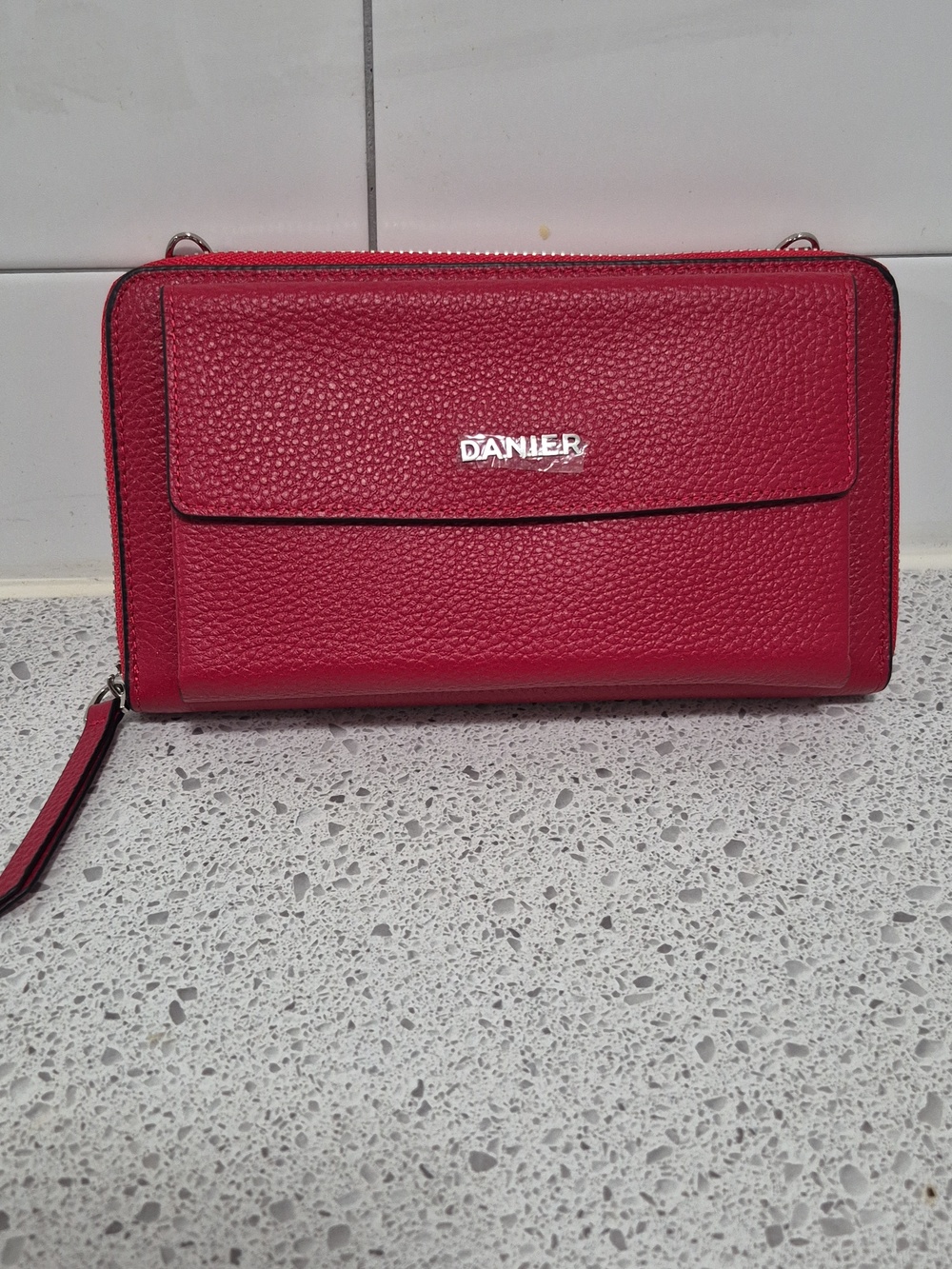 Danier Vibrant Red Leather Clutch/Wallet